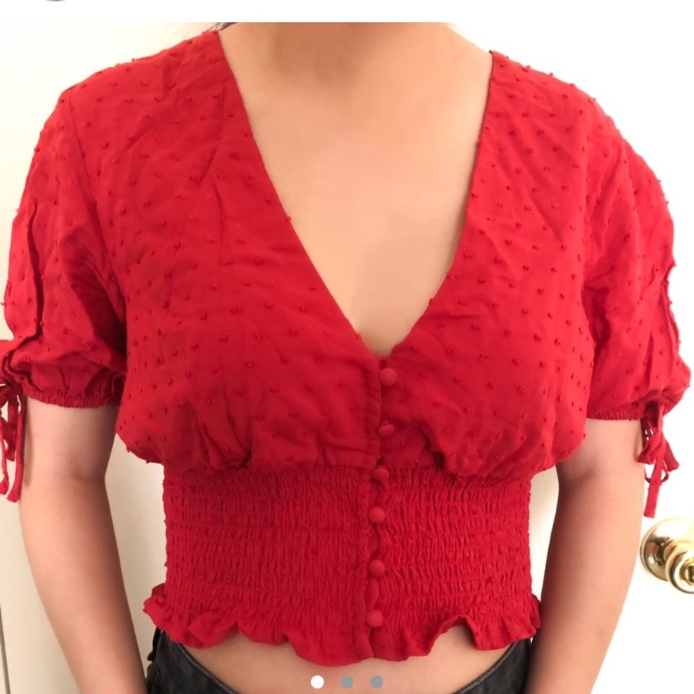Glassons red puff sleeve top
